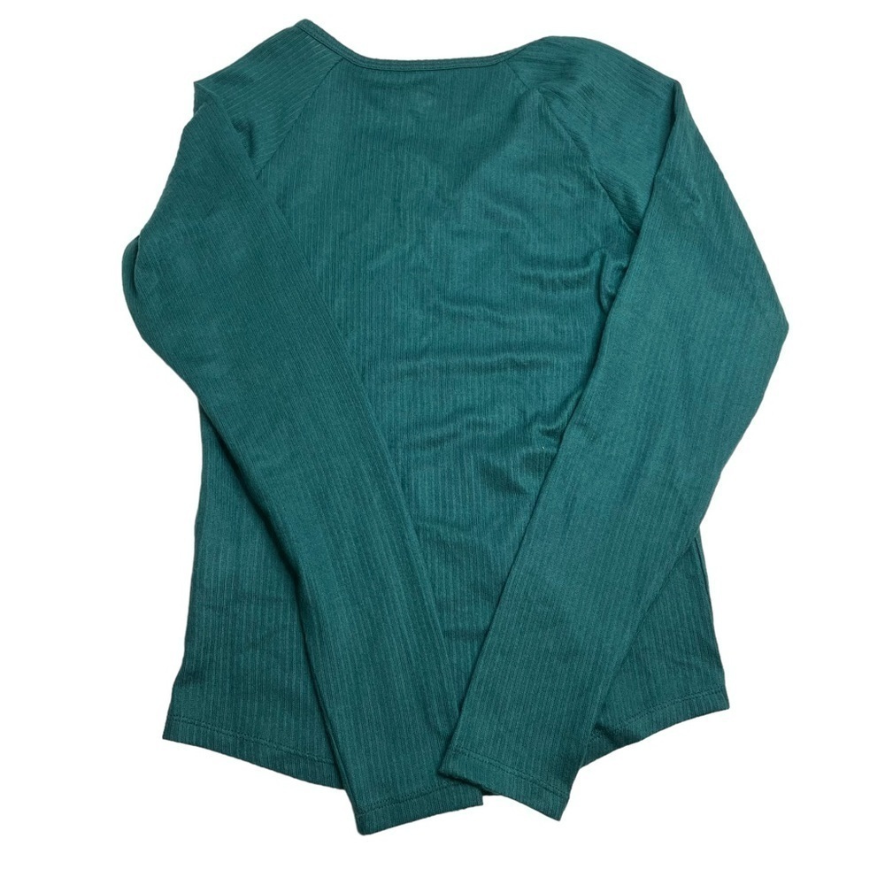 Jenni Split Neck Ribbed Pajama Top June Bug Dark Green Set of 2 Small - Picture 6 of 6